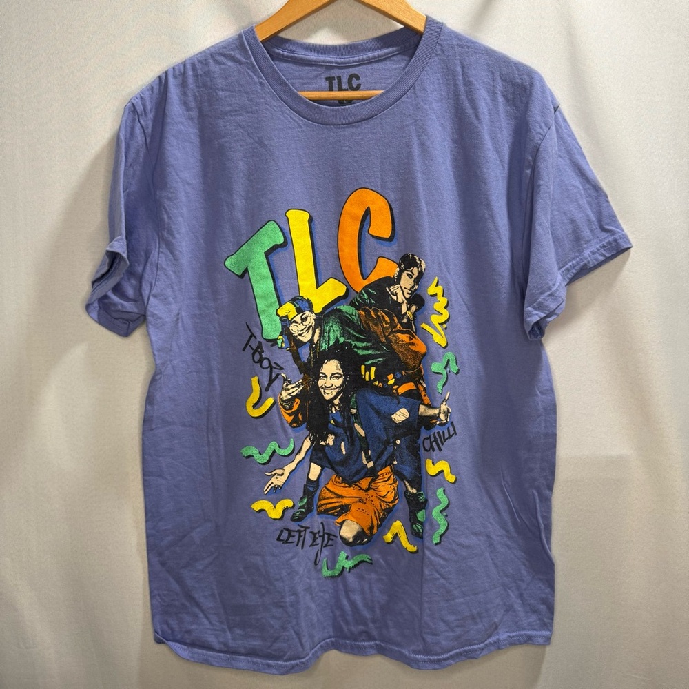 Vintage Style TLC Graphic Band Tee Purple Size L